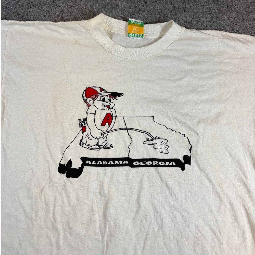 Vintage 90s Alabama Georgia Shirt Mens White Football Funny Graphic Tee Retro XL
